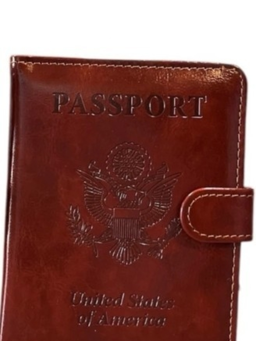 Brown Leather Passport and Wallet Holder with Snap Closure